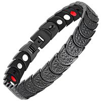 Men's Magnet Bracelet Electroplated Black Crescent-Shaped Stainless Steel Bracelet Adjustable Size Can Relieve Pain,Black