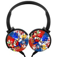 Portable Headset Super M-ar-io So-nic Stereo Headphones Wired Soft Over-Ear Earphones