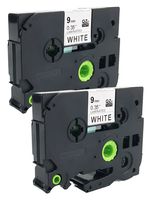ANMO 2 Pack Compatible TZe-221 TZ-221 TZe221 TZ221 Standard Laminated Label Tape for Brother P-Touch PT-D200 PT-D210 PT-1750, Black on White 0.35" 26.2ft (9mm x 8m)