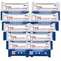 NKeepB 5 Pack 75% Alcohol Disinfection Wipes, Wet Wipes, Personal Cleansing Wipes for Outdoor Use Daily Protection (10 Packs,100Wipes)