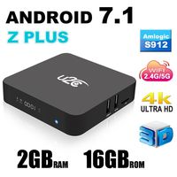 Android 7.1 Z Plus Smart TV Box 2GB 16GB Amlogic S912 Octa Core 3D 4K H.265 VP9 2.4/5GHz Dual-Band WiFi Media Player with LED Display Gigabit 1000M LAN Ethernet