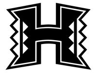 Hawaii University H Initial 5.5" Logo Decal Sticker for Laptop Car Window Tablet Skateboard - Black Color