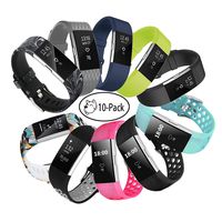 Hellosy Compatible Sport Bands Replacement Bands Fitbit Charge 2, Silicone Classic Small Large Bracelet Fitness Wristband Women Men (A# 10-Packs, Large)