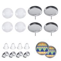 KeyZone 40 Pcs Stainless Steel Stud Earring Cabochon Setting Post Cup Fit for 8mm,40 Pcs Glass Cabochons,80 Pcs Earring Backs (Fit 8 mm Cabochons)