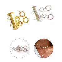 Layered Necklace Spacer Clasp, 2 Strands Necklaces Slide Magnetic Tube Lock with Lobster Clasps, Jewelry Clasps Connectors for Layered, Bracelet, Jewelry, Crafts, Necklace, 2 Pack Gold and Sliver