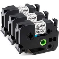 Label KINGDOM Compatible with P-Touch TZe151 TZ151 TZe-151 TZ-151, Black on Clear, Standard Laminated Label Tape, 24mm x 8m, 0.94 Inch x 26.2 Feet, Use for PT-D600 PT-P700 PT-P900W Label Maker, 3-Pack