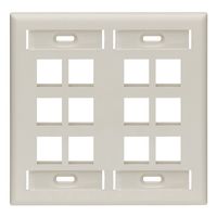 Leviton 42080-12T Quickport Wallplate with ID Window, Dual Gang, 12-Port, Light Almond