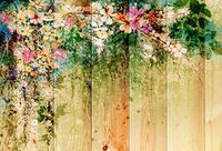 Baocicco Color Floral Green Leaves Watercolor 7x5ft Wooden Wall Texture Backdrop Cotton Polyester Art Painting Photography Background Birthday Wallpaper Decor Food Clothes Kid Adult Photo Shoot