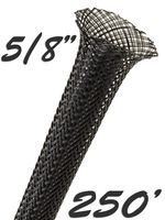 Electriduct 5/8" Black PET Expandable Braided Sleeving Cable Mesh Flexible Wire Sleeve - 250 Feet