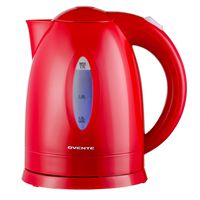 Ovente Electric Water Kettle 1.7 Liter with LED Indicator Light, 1100 Watts Fast & Concealed Heating Element, BPA-Free, Auto Shutoff Function and Boil Dry Protection, Red (KP72R)