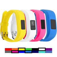 Dunfire Replacement Wristbands and Clip Cases for Garmin Vivofit 3 and Vivofit JR, Large Size and Small Size Bands, One Size Clip Case (4PCS - Yellow&White&Pink&Sky Blue, Large)