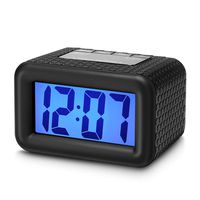 Plumeet Digital Alarm Clock with Snooze and Nightlight, Large LCD Display Travel Alarm Clocks, Ascending Sound Alarm and Handheld Sized, Good for Kids (Black)