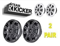 (2) Pair of Kicker 41KM654CW 6.5" 2-Way Coaxial 4-Ohm Marine/Boat Speakers Totaling 780 Watt Peak/260 Watts RMS with 3/4 Inch Titanium Waterproof Tweeters