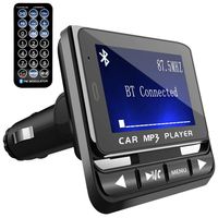 FM Transmitter for Car, Tohayie Bluetooth Wireless Radio Adapter Audio Receiver Stereo Music Tuner Modulator Car Kit with USB Charger, Remote Control, Black