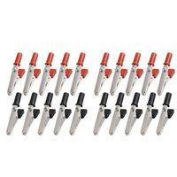 20Pcs 50mm Test Probe Metal Alligator Clips with Plastic Handle (Black and Red)
