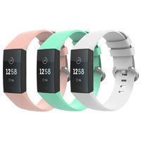 TiMOVO Band Compatible with Fitbit Charge 3, [3-Pack] Soft Silicone Adjustable Replacement Band Fit Fitbit Charge 3 Smart Watch - White & Pink & Mint Green