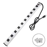 10 Outlets Heavy Duty Metal Power Strip,Aluminum Workshop Power Strip Socket with 3.28 ft Power Cord and Power Switch.15A,125V,1875W (Silver)