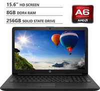 2019 HP Premium 15.6" HD Laptop, AMD A6-9225 Dual-Core 2.60GHz, 8GB, 256GB SSD, AMD Radeon R4 Graphics, DVD-RW, WiFi, Bluetooth, HDMI, Webcam, Windows 10, Jet Black (Renewed)