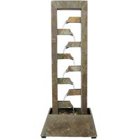 Sunnydaze Stacked Slate Outdoor Water Fountain - Large Freestanding Outside Floor Waterfall Fountain Feature for Garden, Backyard, Patio, Porch, or Yard - 49 Inch Tall