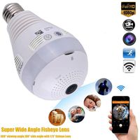 Wireless 1080P Bulb Camera 360 Degree Panoramic Led WiFi Fish Eye Security IP Micro Cam Light Night Vision Motion Detection Baby Pet Surveillance for Outdoor Home