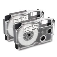 Wonfoucs Compatible Label Maker Tape Replacement for Casio XR-9WE2S XR-9WE 9mm Labeling Tape Compatible with Casio KL-100 KL-120 KL60 KL-750 KL-780 KL-7200 KL-700 Label Maker, Black on White, 2 Pack
