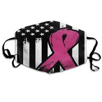 Breast Cancer Pink Ribbon USA American Flag Dust Mask,Washable and Reusable Cleaning Gardening Outdoor Activities Warm Windproof Mask