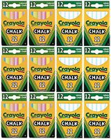 Crayola Chalk Sticks, 6 White Boxes + 6 Colored Boxes, 12 Sticks Per Box (Total 144 Chalk Sticks)