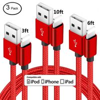 MFi Certified Lightning Cable Charger Cables, Charging Cable Data Nylon Braided Cord Charger for iPhone X/8/7/7 Plus/6/6s/iPad Pro/Air/Mini/iPod,3PACK 3FT 6FT 10FT to USB Syncing