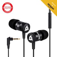 KLIM Fusion Earbuds with Mic Audio - Long-Lasting Wired Ear Buds + 5 Years Warranty - Innovative: in-Ear with Memory Foam Earphones with Microphone - 3.5mm Jack - New Earphone 2019 Version - Black