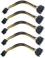 Sscon 5pcs SATA 15-Pin to 6-Pin PCI Express Card Power Cable, 8 Inch