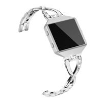 Wearlizer Replacement Metal Bands for Fitbit Blaze Band for Women with Frame Large Small Accessories X Style Silver