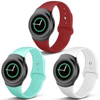 NAHAI Compatible Gear S2 Band, Soft Silicone Straps Sport Bands Adjustable Replacement Wristband Watch Bracelet for Samsung Gear S2 Smartwatch, Large, 3 Pack-White/Teal/Red