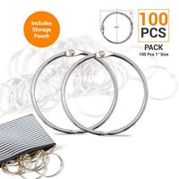 HomLujo Multipurpose Book Binder Rings, Metal Iron Nickel Plated Loose Leaf Rings. 1 inch Ring Size, Used as Books Ring, Binders Ring, Index Cards and Craft Rings. Storage Pouch Included.