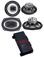 2 Boss R94 6x9 500W 4 Way Car + 2 6.5" 300W 3 Way Speakers + 200W 2-Ch Amp