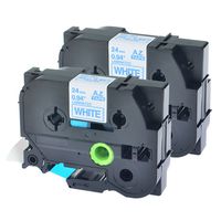 NineLeaf 2PK Laminated Labelling Tape Compatible for Brother P-Touch Blue on White TZ 253 TZe 253 24mm Label Maker