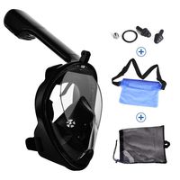 SANSHUREN Snorkel Mask, Kids and Adult 180° Panoramic Full Face Design with Larger Viewing Area - Easier Breathing,with Anti-Fog and Anti-Leak, (Black, L/XL)