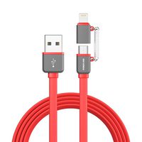 POWERADD MFi Certified iPhone Charger, 3.3ft 2 in 1 iPhone Micro USB Cable 8 Pin Apple USB Charging Cord for iPhone iPad, Samsung Galaxy, Huawei and Other Android Phones Tablets - Red