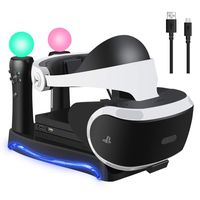KALDOREI 4-in-1 PSVR Charging Display Stand with Playstation VR Storage Headset Holder Showcase, 2 PS Move Controllers Charger Docking Station and Processor Unit Stand