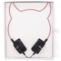 Lux Accessories Red Devil Ears Headphones Wire Frame Horns Headset w Microphone
