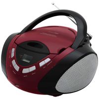 HANNLOMAX HX-320CD CD/MP3 Boombox, AM/FM Radio, USB Port for MP3 Playback, Aux-in, LCD Display,AC/DC Dual Power Source (RED)