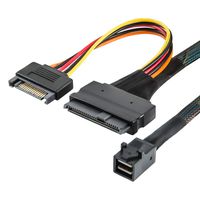 SFF-8643 to SFF 8639 Cable, CableCreation 12GB/s Mini SAS HD Cable Internal Mini SAS SFF 8643 to U.2 SFF 8639 Cable with 15 Pin Female SATA Power Connector, 3 FT,1M