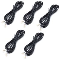 Sscon 6.5ft Black Telephone Landline Extension Cord Cable Line Wire with Standard RJ-11 6P4C Plug (Pack of 5)