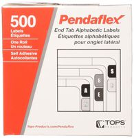 Pendaflex A-Z Color Coded Bar Style End Tab Filing Labels, Red, Letter A, 500 Per Roll (03801)
