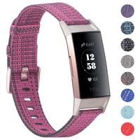 EZCO Bands Compatible with Fitbit Charge 3 / Charge 3 SE, Soft Woven Fabric Canvas Breathable Watch Strap Replacement Wristbands Accessories Women Man for Charge 3 Watch (Not for Charge 2)
