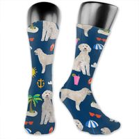 YongColer Goldendoodle Dog Beach Puppy Athletic Mid-Calf Socks Women's Men's Classics Below Knee Stockings Sports Long High Ankle Compression Sock One Size