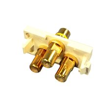 Leviton 41292-3RT Multimedia Outlet System 3-Port RCA Module Feedthrough, Light Almond