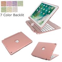 Keyboard Cover for iPad air, Vacio 7 Color Backlit Detachable Smart Keyboard Case Slim Fit Folio Back Cover with Wireless Bluetooth Keyboard for iPad Air (Rose Gold)