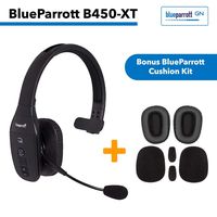 BlueParrott B450-XT Industry Leading 96% Background Noise Cancelling Wireless Bluetooth Headset with Bonus BlueParrott Refresher Cushion Kit Bundle Package Deal (204019)
