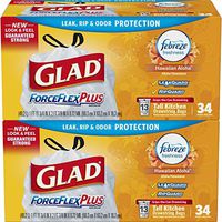 Glad Tall Kitchen Drawstring Trash Bags – ForceFlexPlus 13 Gallon White Trash Bag, Febreze Hawaiian Aloha – 34 Count Each (Pack of 2)