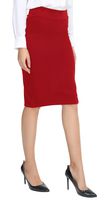 Urban CoCo Women's Elastic Waist Stretch Bodycon Midi Pencil Skirt (M, Red)